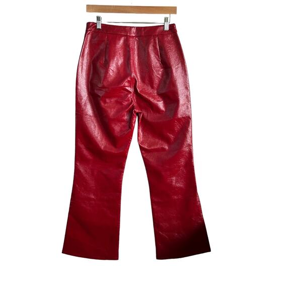 NEW Polly Princess Red Faux Madi Pu Vegan Patent Leather High Waist Pants Size 6 - Picture 12 of 13